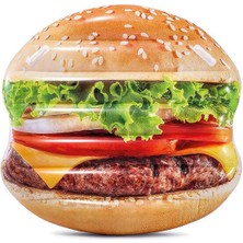 Hamburger Şekilli Dev Şişme Ada Yatak – 145X142 cm Renkli Havuz Keyfi Için Eğlenceli Tasarım