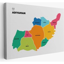 Adıyaman  Ili ve Ilçeler Haritası  Dekoratif Kanvas Tablo 1251