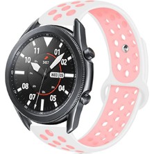 Galaxy Watch 46MM (22MM) Krd-02 Uyumlu Kordon Hzrv - Beyaz-Pembe