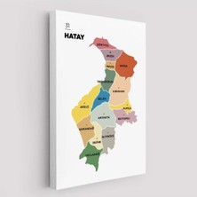 Hatay  Ili ve Ilçeler Haritası  Dekoratif Kanvas Tablo 1355
