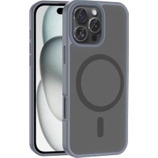 iPhone 16 Pro Kılıf Magsafe Şarj Özellikli Mat Arka Yüzey Hzrv Sio Kapak-Gri