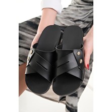 Kadın Günlük Terlik Siyah Şık Rahat Deniz Plaj Çeyiz Bohça Terliği