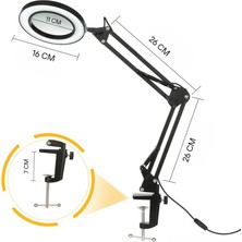 SR5X LED Işıklı Masa Büyüteci | 5x Büyütme, 72 Led, Katlanabilir Kol, 3 Işık Modu & 10 Kademe Parlaklık Ayarı