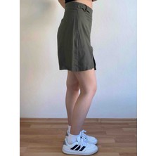 Toka Detaylı Keten Şort Etek