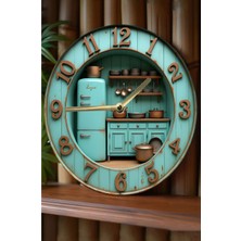 3D Mutfak Temalı Mdf Duvar Saati, Nostaljik Tasarım ve Sessiz Mekanizma