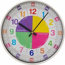 Beyaz 30 cm Öğretici Çocuk Odası Saati, Eğlenceli ve Şık Tasarım