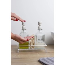 Metal Standlı Sabunluk Seti, Ikili Sabunluk Set, Standlı Sıvı Sabunluk - Cam