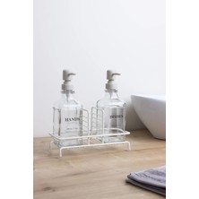 Metal Standlı Sabunluk Seti, Ikili Sabunluk Set, Standlı Sıvı Sabunluk - Cam