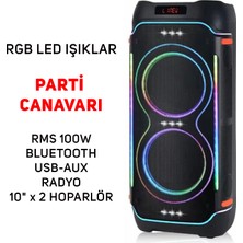 Pazaraza NDR-1810 Bluetooth Hopralör Radyolu LED Işıklı 100RMS Ses Canavarı