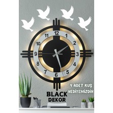 Modern Sessiz Işıklı Duvar Saati, Şık ve Dekoratif 48 cm Beyaz ve Siyah Tasarım