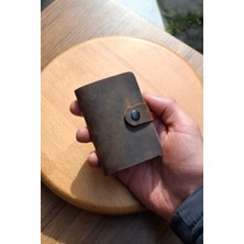 Erkek Kartlık Hakiki Deri 10 - 20 Şeffaf Bölmeli Mini Kartlık Kartvizitlik 9.5 x 7.5 cm Taba Eskitme