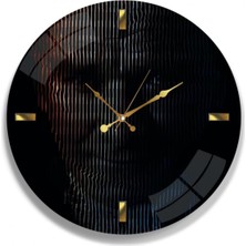 Şık 40 cm Cam Saat - Atatürk Temalı, Dekoratif ve Zarif Tasarım