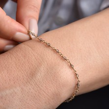 14 Ayar Altın Kaplama Duman Rengi Kuvars Doğal Taşlı El Yapımı Gümüş Bileklik - CBS00132