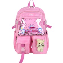 Kawaii Kore Tarzı Ayıcıklı Aksesuarlı Çok Bölmeli Çocuk Okul Çantası