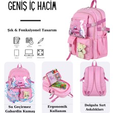 Kawaii Kore Tarzı Ayıcıklı Aksesuarlı Çok Bölmeli Çocuk Okul Çantası