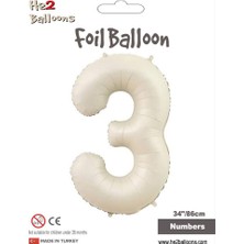 3 Rakam Krem Folyo Balon 34"
