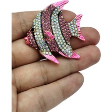 Mercan Işıltılı Pembe Balık Broş