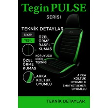 Dacia Duster 2010–2024 Pulse Serisi Raşel Siyah Yeşil Koltuk Kılıfı