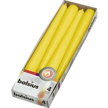 Sarı Konik Şamdan Mumlar 4 Paket - 24,5 cm - 7,5 Saat Yanan Damlamayan Mumlar - Akşam Yemeği, Parti, Düğün Dekoru Için Uzun Mum Seti