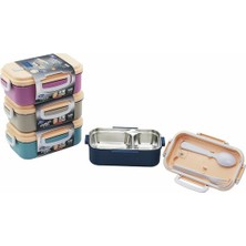 Termoslu Beslenme Kabı Çelik Kap=2 BÖLME=150+300ML Pls.ısıtma Suyu Kabı - Silikon Contalı Kapak Aura AP-9521