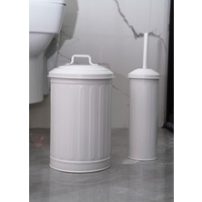 Galvaniz Çöp Kovası & Tuvalet Fırçası Seti Beyaz