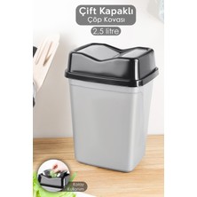 Çift Kapaklı Kelebek Çöp Kovası - Tezgah Üstü Banyo Mutfak Ofis Çöp Kovası 2,5 Litre