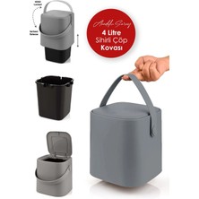 Sihirli Tutma Saplı Iç Kovalı Tezgah Üst Mutfak Çöp Kovası 4 Litre Çöp Kovası - Gri