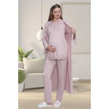 Mecit 1517 Gül Kurusu Sabahlıklı Lohusa Pijama Takımı