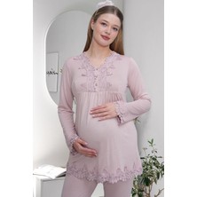 Mecit 1501 Gül Kurusu Hamile Lohusa Pijama Takımı