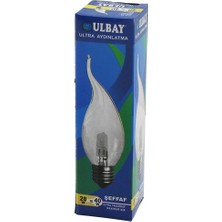 Hsyn Ulbay Halojen  28W=40W   E27   Şeffaf - Kivrik   Sari Renk  Mum Ampul (4172) Akdenizpos Yeni
