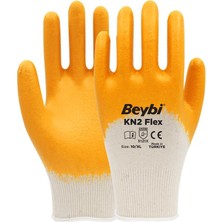 Beybi Nitril Flex 10 Beden Nitril Kaplı Pamuk Eldiven Yarım Nitril Kaplı Eldiven Örgü Bileklik Pamuk 12 Li