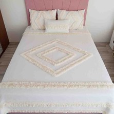 El Yapımı Bohem Model Ponponlu 190 x 200 Ölçülerde Yatak Örtüsü Takım 3 Adet Kırlent Kılıfı