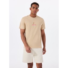 Only & Sons O Yaka Baskılı Açık Kahve Erkek T-Shirt Onserhan Reg Ss Tee Cs