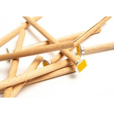 Daire Model Ahşap Mum Fitili ve Sehpası, 50 Adet, Ø:8mm, H:150MM