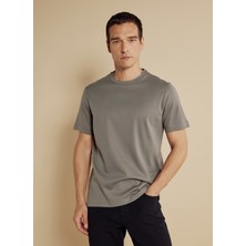 Brooks Brothers Bisiklet Yaka Gri Erkek T-Shirt BBSS25MTS025