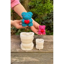 Gül Dokulu Büyük ve Küçük Silikon Mum Kalıp Seti, Beyaz, 2'li