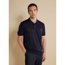 Brooks Brothers Polo Yaka Standart Lacivert Erkek Kazak BBSS25MKL016