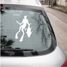 Balık Zıpkın Avcılık Av Oto Araba Sticker Etiket Yapıştırma 20CM Beyaz
