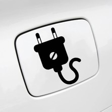 Elektrikli Araba Depo Kapağı Fiş Resmi Sticker Etiketi Siyah Renk 14CM
