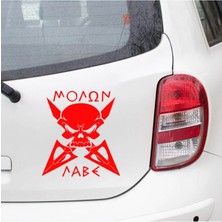 Kılıç Kuru Kafa Ilginç Sticker Kırmızı Renk Araba Oto Etiket 20CM