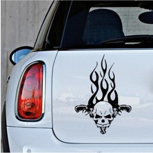 Kuru Kafa Alev Ilginç Sticker Oto Modifiye Yapıştırma Etiket 25CM Siyah