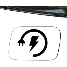 Elektirikli Araba Şarj Etiketi Yapıştırması Depo Kapağı Uyarısı 13 cm Siyah