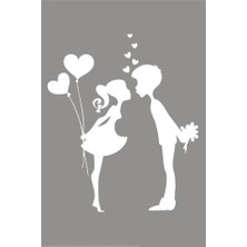 Süpriz Yapan Sevgililer Araba Oto Sticker Yapıştırma 15CM Beyaz