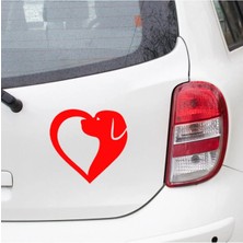 Kalp ve Fil Işareti Petshop Araba Cam Oto Sticker 25CM