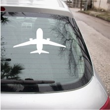 Havalanan Uçak Oto Sticker Etiket Yapıştırma  Beyaz Renk 22CM