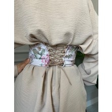 Alessia Ayakkabı Çiçek Desenli Arkada Bağlamalı Balenli Bel Korse Kemeri