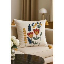 Nakışlı Güzel Kırlent Kılıfı 44X44 Cm, Gri, Şık ve Dekoratif Içerik