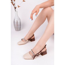 Bordo Rugan Kadın Boncuk Detaylı Günlük Topuklu Ayakkabı