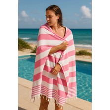 Mimoza Unisex Peştemal Plaj Havlusu 100X180 cm %100 Pamuklu Soft Pembe-Açık Pembe