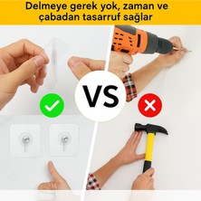 Elbise Pratik 1 Adet Güçlü Yapışkanlı Duvar Vidası Matkap Delme  - Elbise Çervece Askısı Çivi Cn